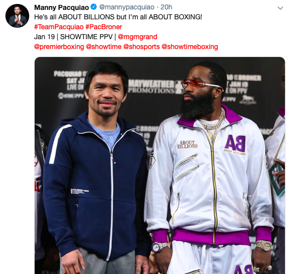 Manny Pacquiao is the favorite to beat Adrien Broner on Saturday, Jan. 19, 2019, in Las Vegas. This is the most anticipated boxing this weekend.