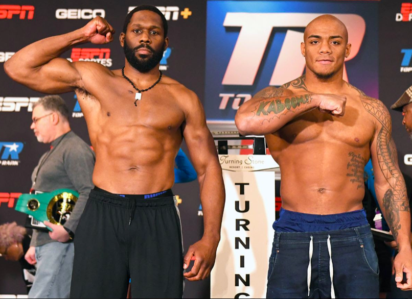 Bryant Jennings versus Oscar Rivas topped the ESPN+ Friday Night Fights card. Mikey Williams pic