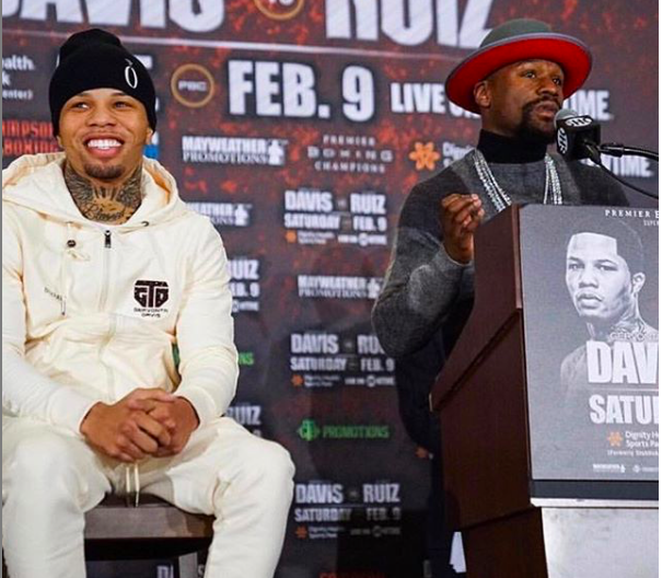 Gervonta Davis, seen with promoter Floyd Mayweather, isn't as busy as a throwback fighter..and he gets frustrated at the lack of activity. 