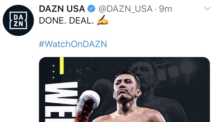 Gennady Golovkin Signs On With DAZN