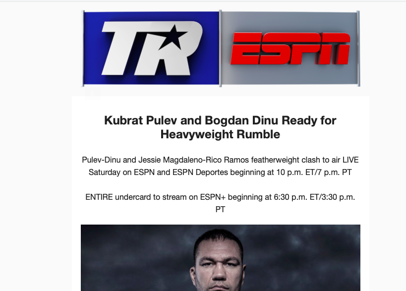 Kubrat Pulev Fights Saturday On ESPN