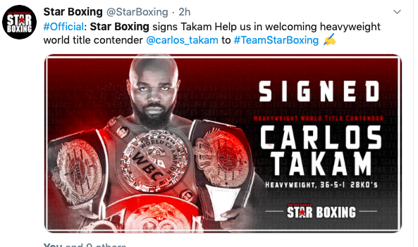 NY-Based Star Boxing Signs Cameroon Heavyweight Carlos Takam