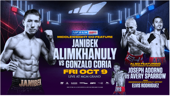 Janibek Alimkhanuly In Oct. 9 ESPN+/Top Rank Co-Feature For Navarrete-Villa