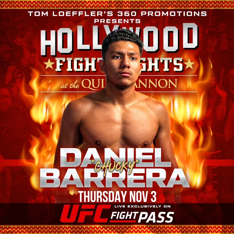 Daniel Barrera hopes to score his second win and impress the fans on November 3 as part of the Hollywood Fight Night card airing on UFC Fight Pass. Photo: Courtesy 360 Promotions