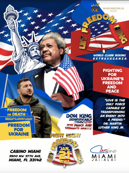 Don King, age 91, is holding a pro boxing card on Saturday, January 21, 2023, in Miami, Florida