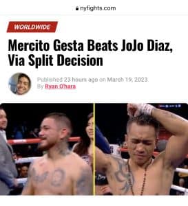 Mercito Gesta upset JoJo Diaz on March 18