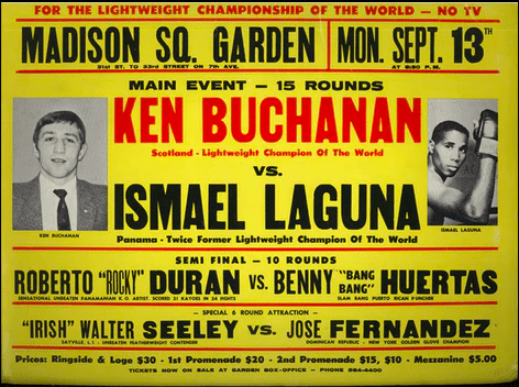 Poster for the first Ken Buchanan vs Ismael Laguna fight