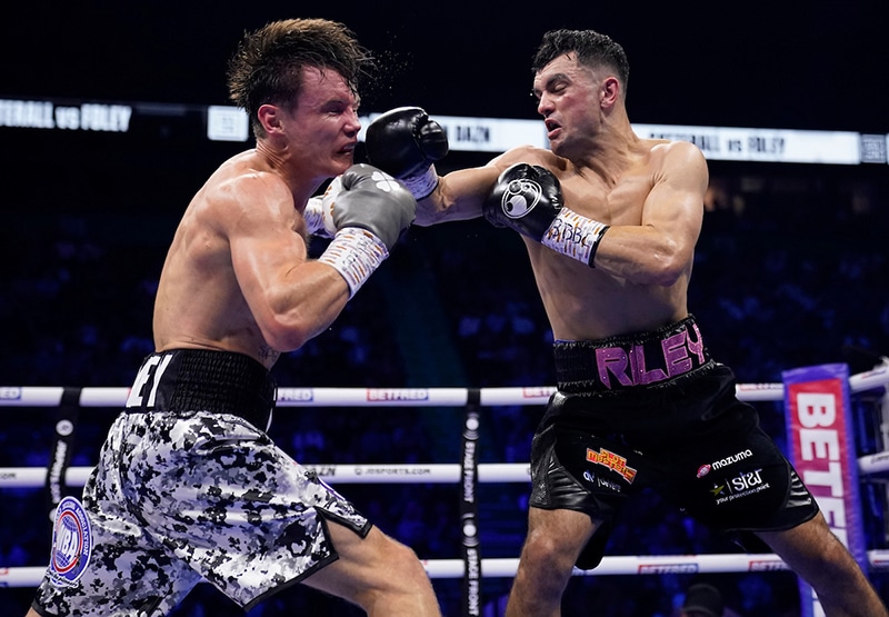 Jack Catterall battered Darragh Foley and scored two knockdowns in a dominating victory. Photo: Dave Thompson, Matchroom Boxing