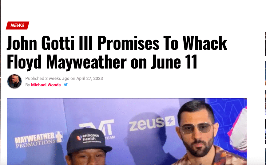 Floyd Mayweather fights John Gotti III on June 11