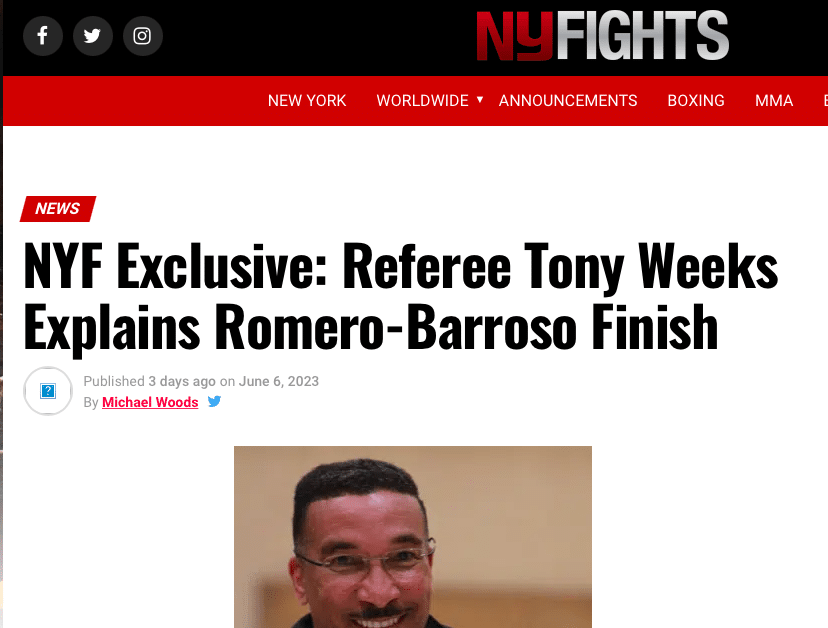 Tony Weeks explained his thinking during the Barroso-Romero fight on NYFIGHTS