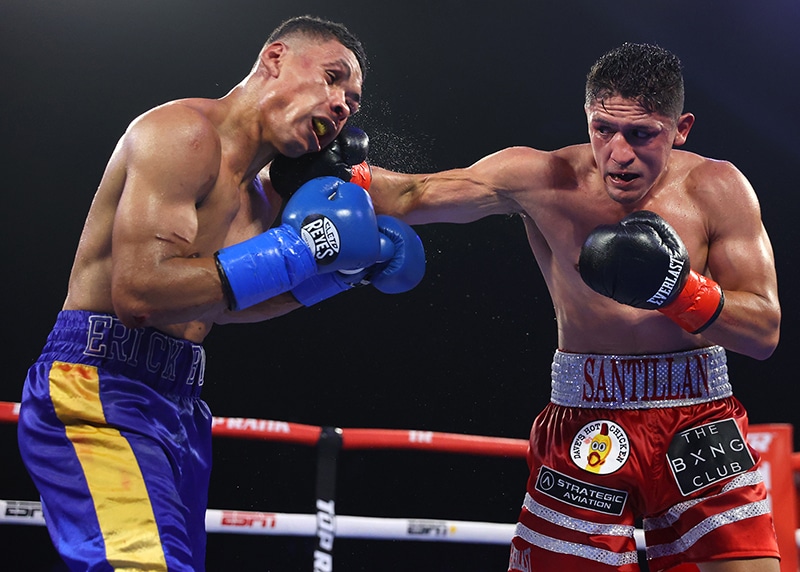 Giovani Santillan outlanded Erick Bone in their ten round bout. Photo: Mikey Williams/Top Rank Inc via Getty Images