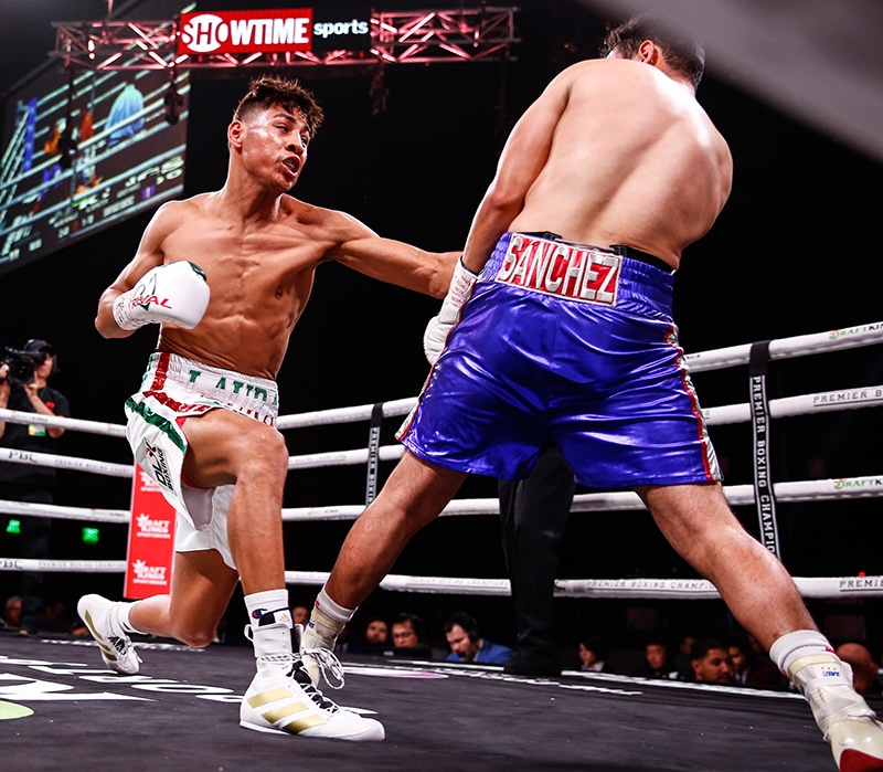 Freudis Rojas took the right against Diego Sanchez on short notice. It paid off with a seventh round TKO for his 11th career win. Photo: Stephanie Trapp, Showtime Boxing