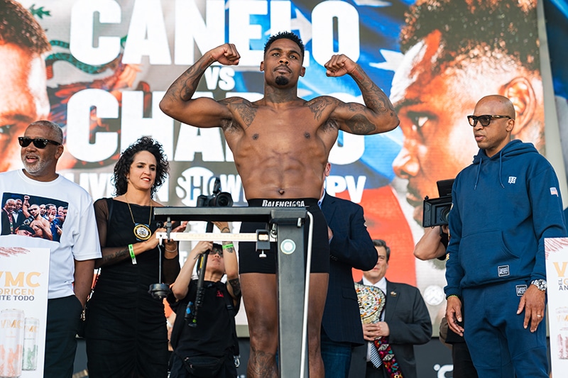 Jermell Charlo weighed in at 167.5, the same as Canelo Alvarez. Photo: Ryan Hafey, Premier Boxing Champions