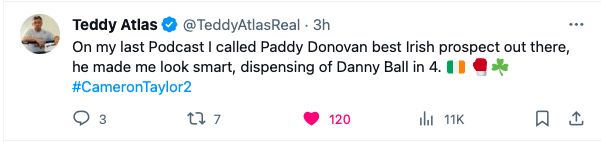 Teddy Atlas lauds Irish prospect Paddy Donovan