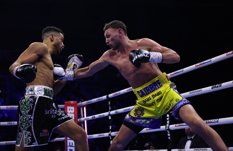 Sean McComb took it to Sam Maxwell in a WBO European Super Lightweight title bout. Photo: Mark Robinson, Matchroom Boxing Conlan vs Gill