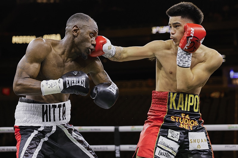 Local Las Vegas super featherwieght prospect Kaipo Gallegos won a decision over Eric Howard of St. Louis. Photo: Premier Boxing Champions Serhii Bohachuk