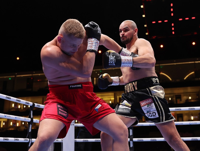 The familiar face is heavyweight Roman Fury, the youngest Fury brother, who fought Martin Svarc in a four round bout. Photo: Mark Robinson, Matchroom Boxing