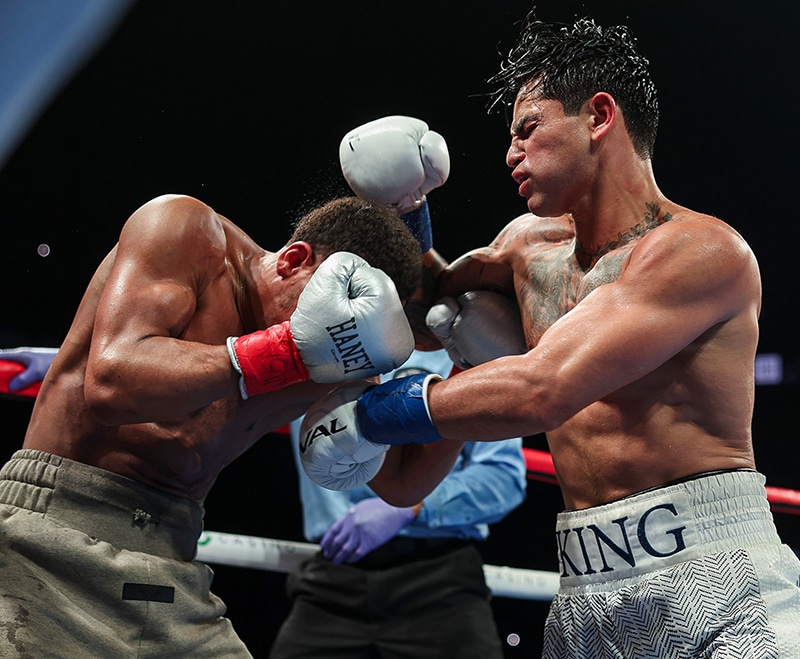 Devin Haney admitted he was caught sleeping on Ryan Garcia's left hook, even thought he trained to avoid it. Photo: Cris Esqueda, Golden Boy Boxing