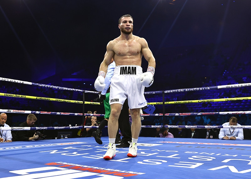 Russian boxer Imam Khataev struggled to secure a visa ahead of his upcoming fight with Hamzan Sheeraz in New York on July 12. Photo: Mikey Williams, Top Rank Boxing