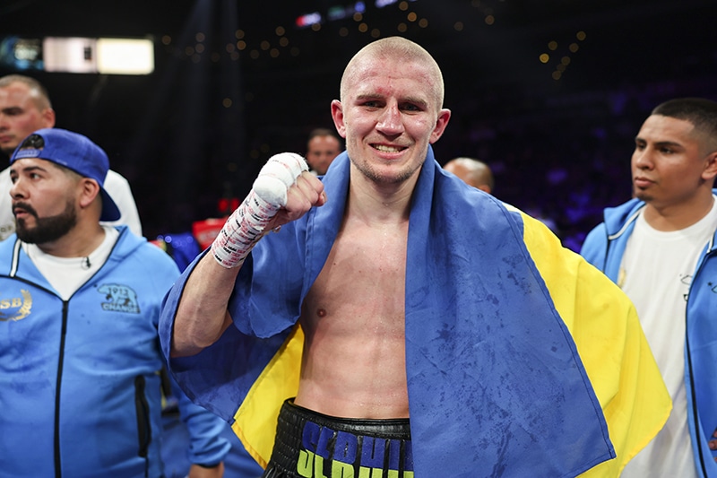 Serhii Bohachuk fights as much for his nation and his family as for himself. Photo: Cris Esqueda, Golden Boy Boxing