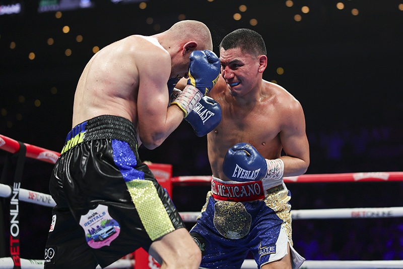 Vergil Ortiz Jr. won the last three rounds to win the fight. Photo: Cris Esqueda, Golden Boy Boxing