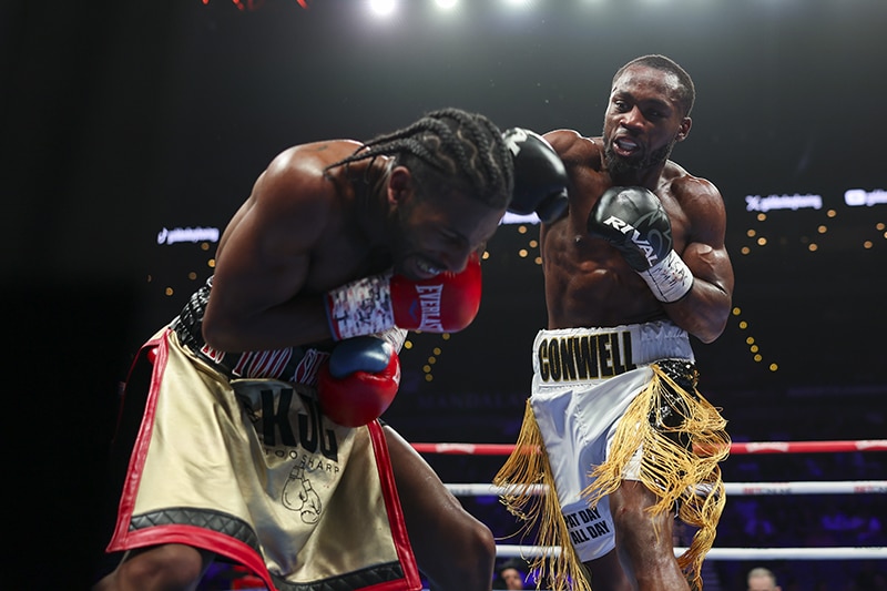 Charles Conwell made quick work of Khiary Gray. Photo: Cris Esqueda, Golden Boy Boxing