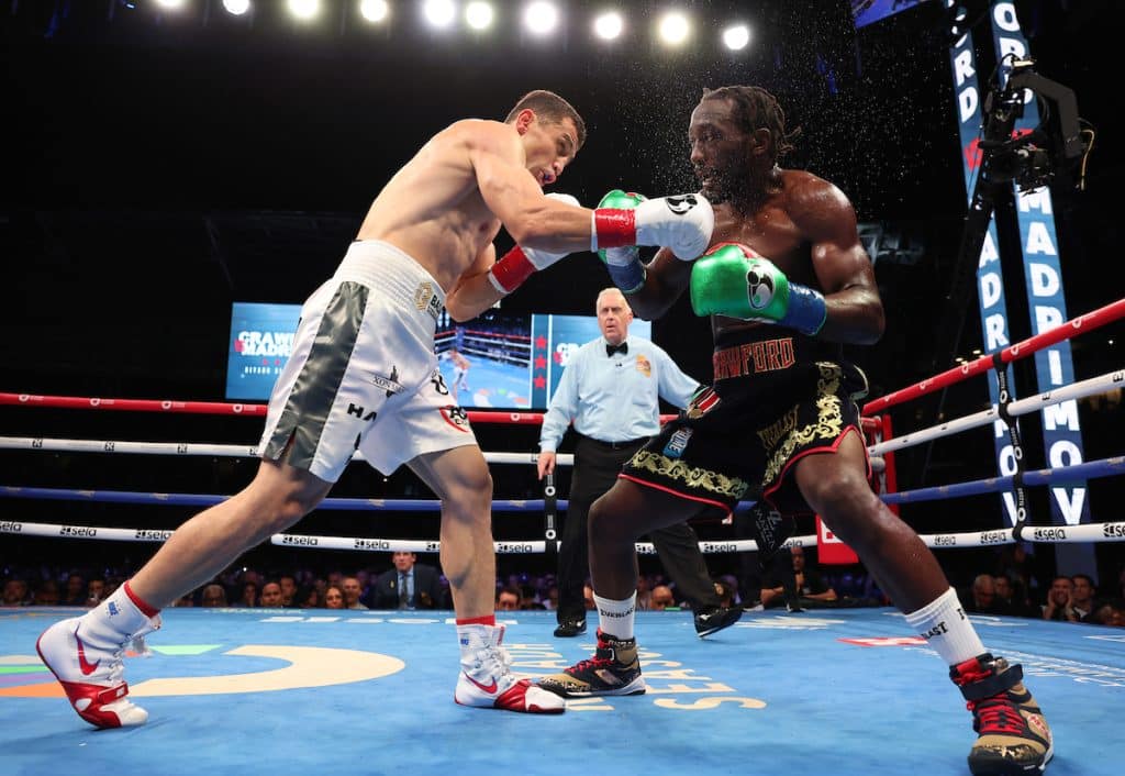 Terence Crawford will jump up two weight classes from his fight against super welterweight Israil Madrimov last August 3 in Los Angeles to fight Canelo Alvarez. Photo: Mark Robinson, Matchroom Boxing