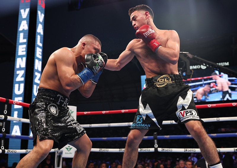 Jose Valenzuela's best punch was his uppercut on Saturday. Photo: Mark Robinson, Matchroom Boxing