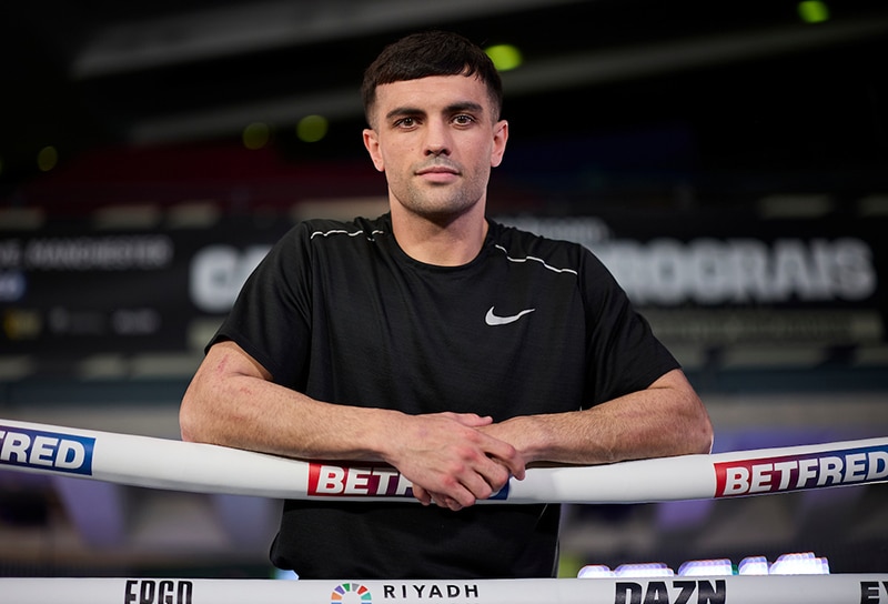 Jack Catterall will have his hand raised for a decision win over Regis Program at the CoOp Live Arena in Manchester on Saturday. Photo: Mark Robinson, Matchroom Boxing