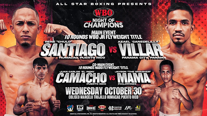 Rene Santiago vs Azael Villar On ESPN Plus Oct. 30