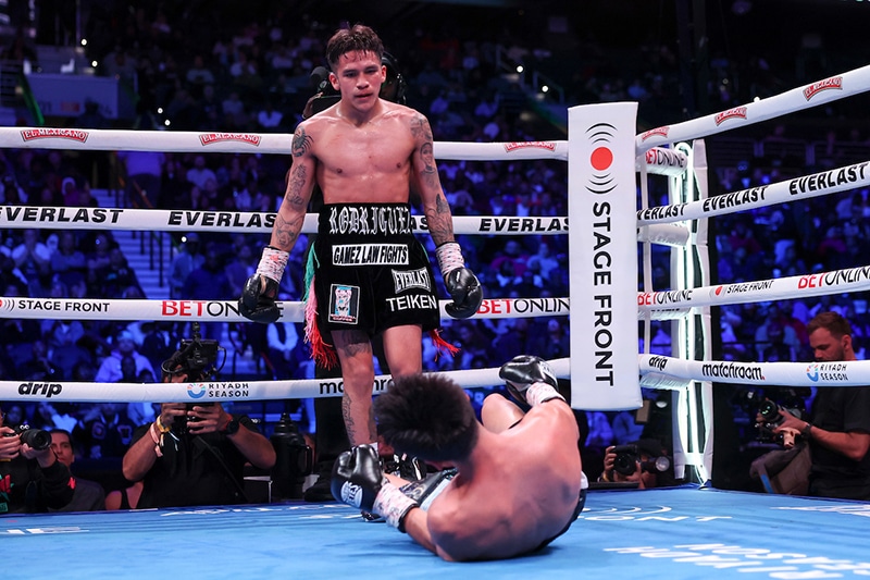 Jesse ‘Bam’ Rodriguez finished off his 2024 with a sensational knockout win over Pedro Guevara to retain the WBC and Ring Magazine World Super-Flyweight titles. Photo: Mark Robinson, Matchroom Boxing