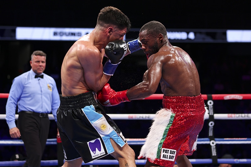 Charles Conwell drilled Gerardo Vergara through all seven rounds. Photo: Cris Esqueda, Golden Boy Boxing