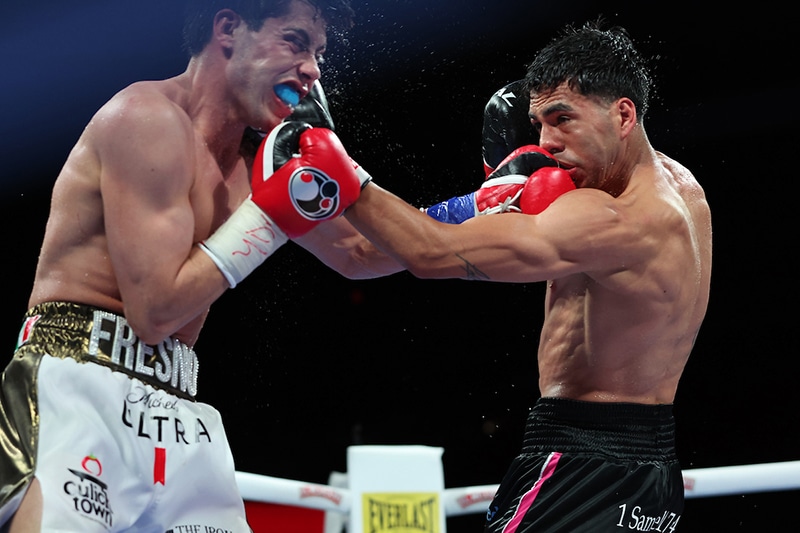 It was a rough night for Marc Castro, suffering his first loss to Agustin Ezequiel Quintana. Photo: Melina Pizano, Matchroom Paro Hitchins