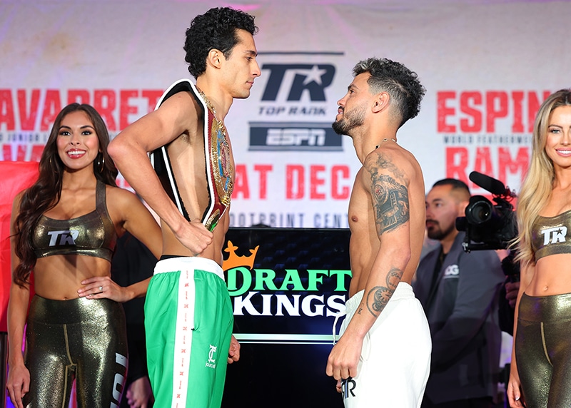 Rafael Espinoza hopes to make use of his height and reach advantage against Robeisy Ramirez. Photo: Mikey Williams, Top Rank 