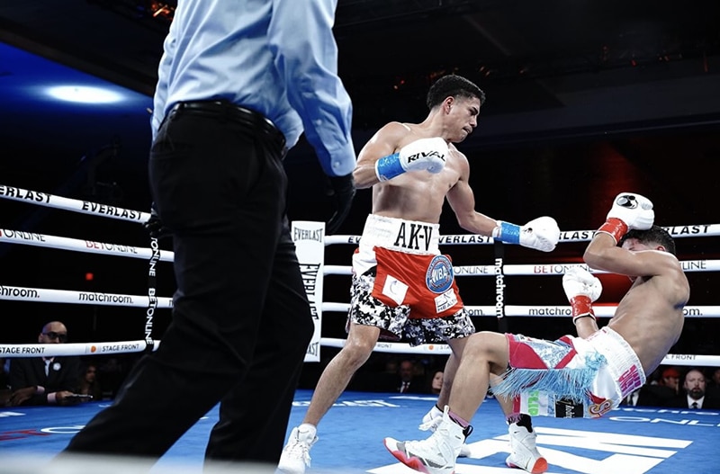 Antonio Vargas rallied from a first round knockdown to score a TKO win over Jonathan Rodriguez in February. Photo: Boxlab Vargas vs Guerrero