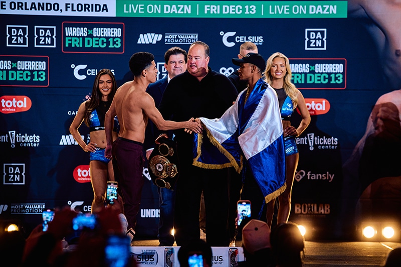 Antonio Vargas and Winston Guerrero were respectful at Thursday's weigh-in. Don't expect the same on Friday. Photo: Joseph Correa, MVP Vargas Vs Guerrero