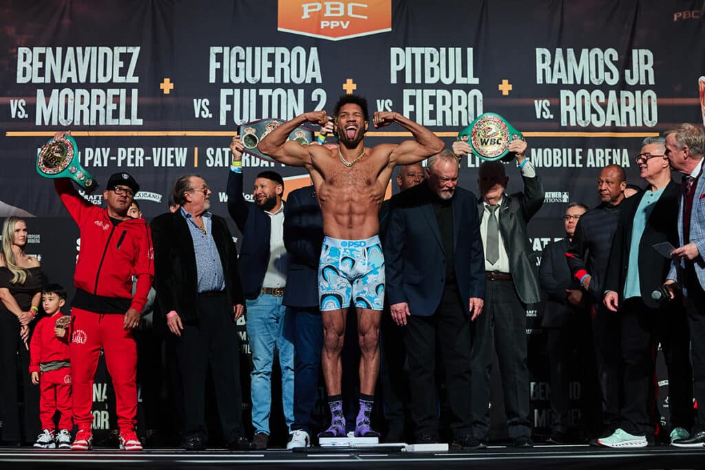  David Morrell Jr. weighed in at 174.2 pounds, the same as his opponent. Photo: Esther Lin, Premier Boxing Champions