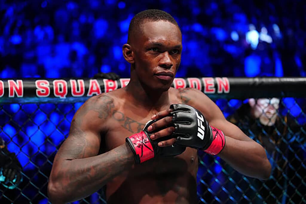 Israel Adesanya of Nigeria prepares to fight Alex Pereira of Brazil in the UFC middleweight championship bout during the UFC 281 event at Madison Square Garden on November 12, 2022 in New York City. Photo: Jeff Bottari/Zuffa LLC