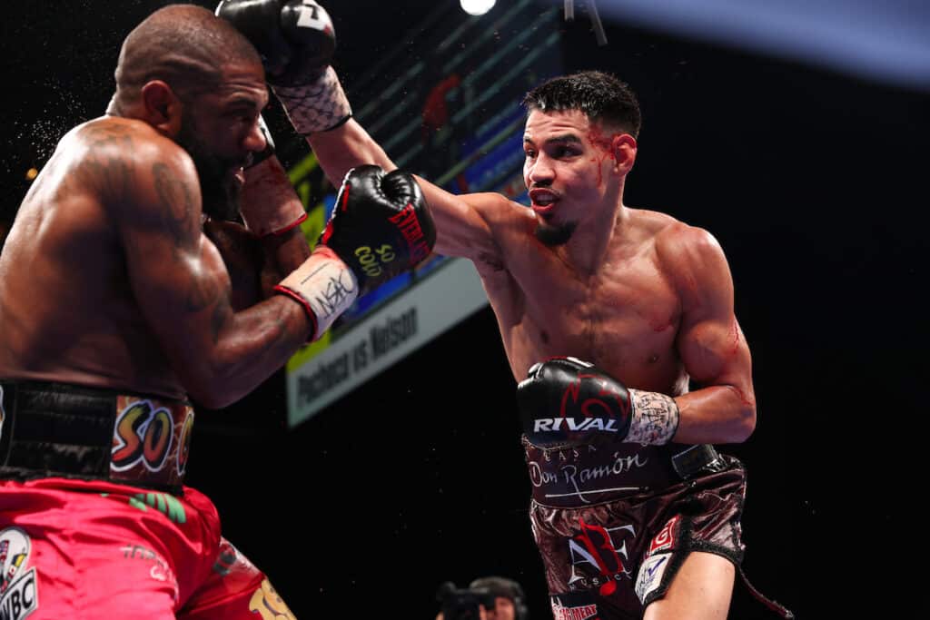 Diego Pacheco had to rely on his boxing skills when Steven Nelson wouldn't go down so easily. Photo: Melina Pizano/Matchroom