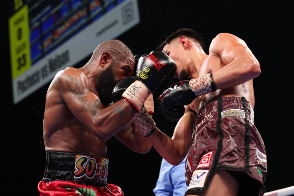 The uppercut was a good tool for Diego Pacheco against Steven Nelson. Photo: Melina Pizano/Matchroom