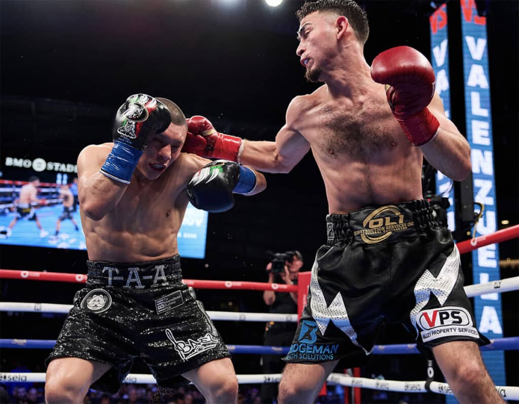 Jose Valenzuela got an upset win over Issac Cruz in August. He will defend his title against Gary Antuanne Russell on the undercard of Davis vs Roach. Photo: Mark Robinson, Matchroom Boxing