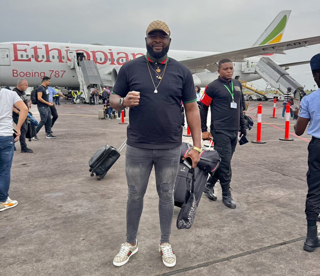 Martin Bakole posted a photo of his departure from the Congo on his way to Saudi Arabia early Friday. Photo: Martin Bakole/X