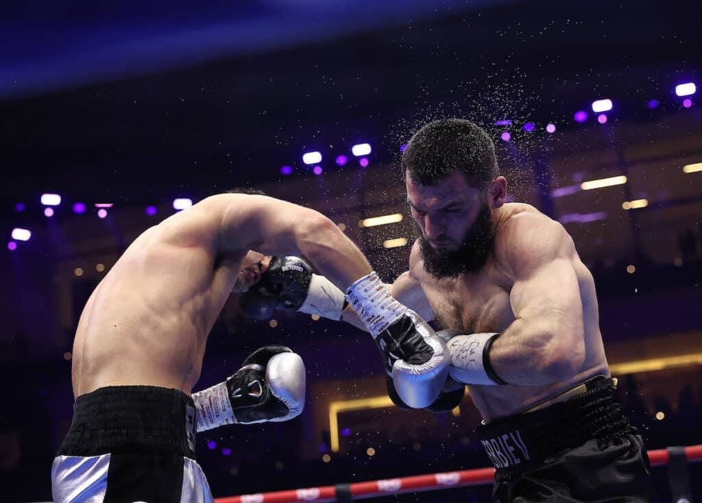 Dmitriy Bivol's punch accuracy and footwork improved in the second half of the fight. Photo: Mark Robinson, Matchroom Boxing