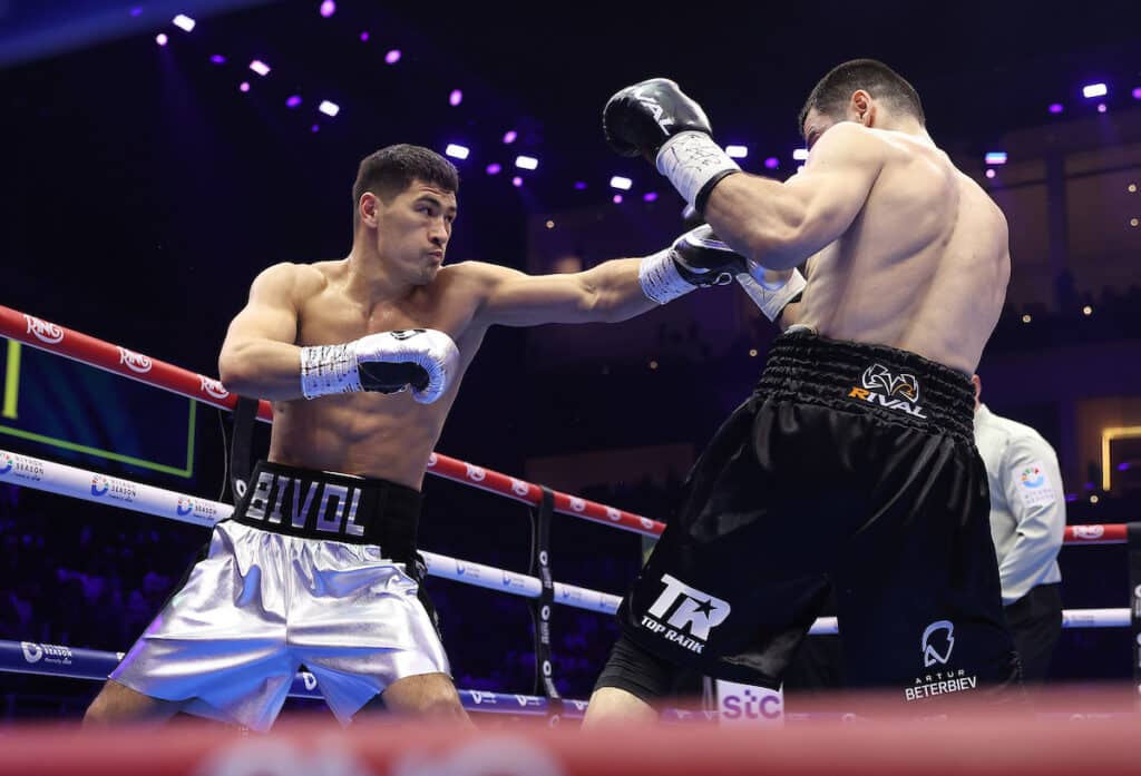 Dmitriy Bivol's textbook jab returned to form on Saturday. 
Photo: Mark Robinson, Matchroom Boxing