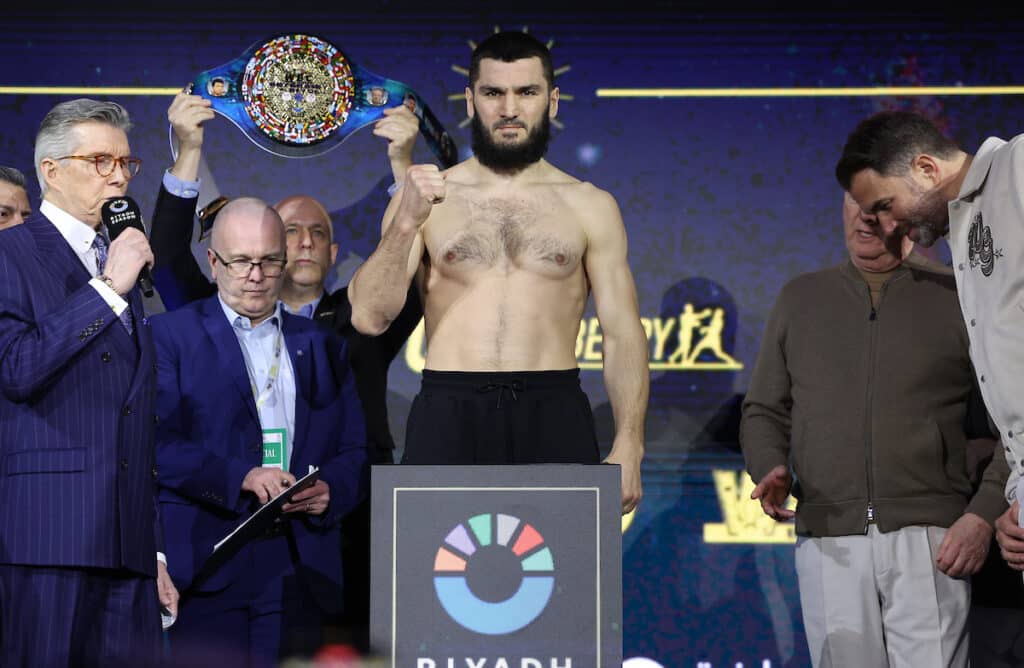 Artur Beterbiev weighed in Friday at the 175 pound limit. Photo: Mark Robinson, Matchroom Boxing victory