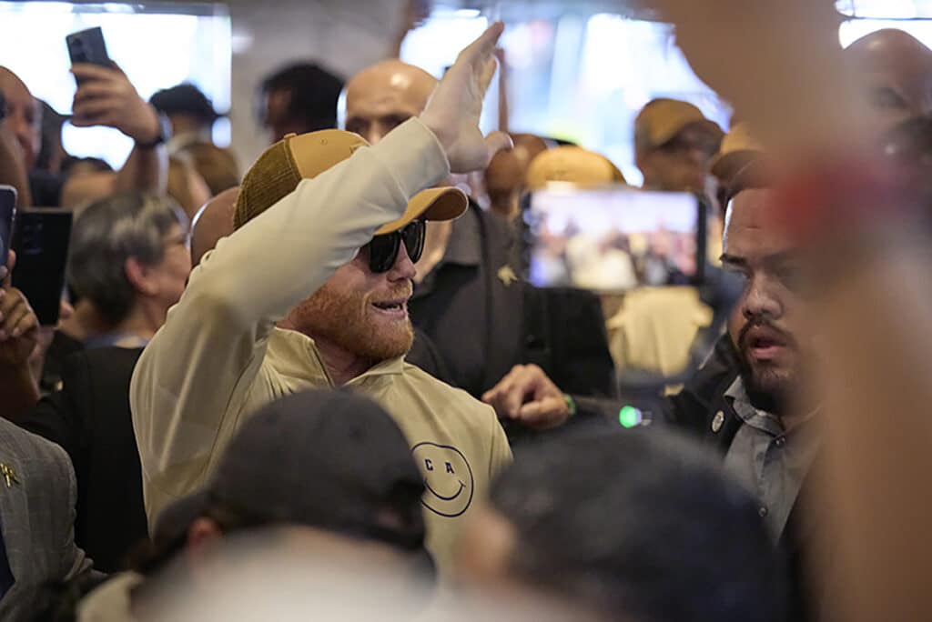 Fans flock to Las Vegas to greet their boxing hero, Canelo Alvarez, during grand arrivals for the fight with Jaime Munguia last May. Photo: Premier Boxing Champions