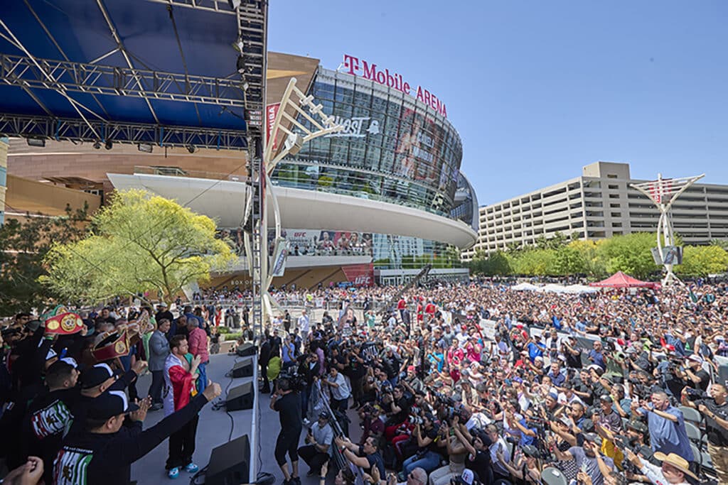 Canelo Alvarez remains among boxing's biggest draws in North America, including for public events like this weigh-in prior to the fight with Jaime Munguia. Photo: Gayle Falkenthal, NY Fights