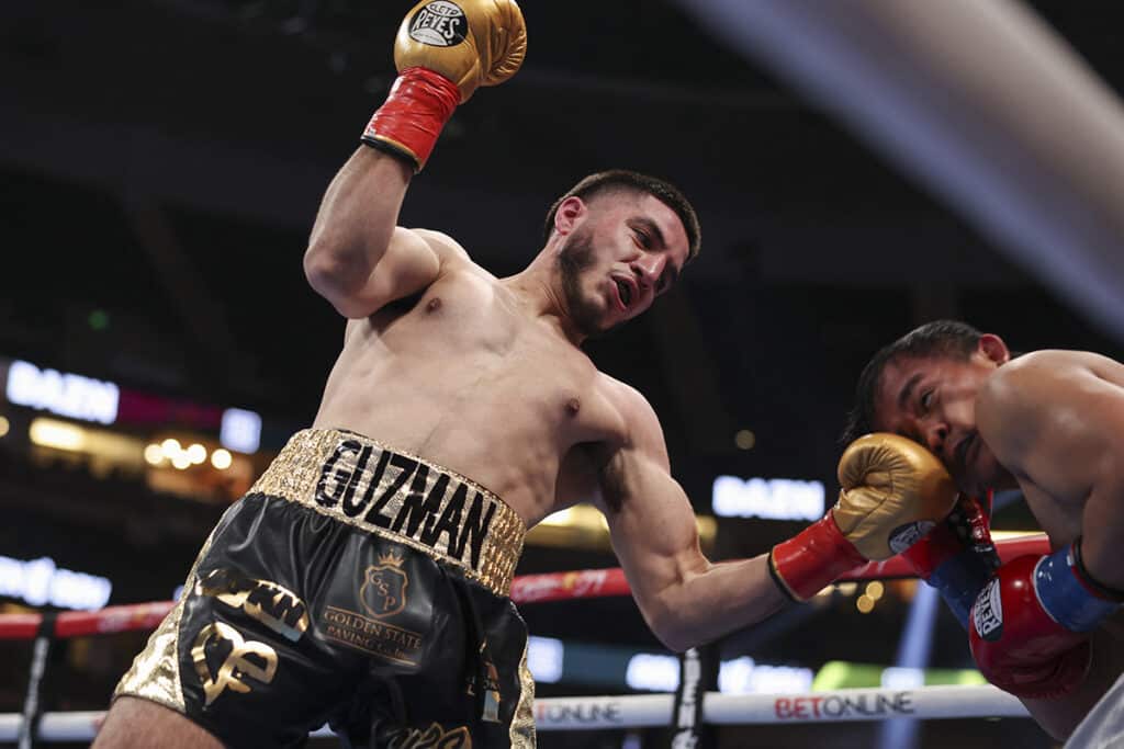 Fabian Guzman didn't give his fans much time to enjoy the action with a first round knockout. Photo: Cris Esqueda, Golden Boy Boxing