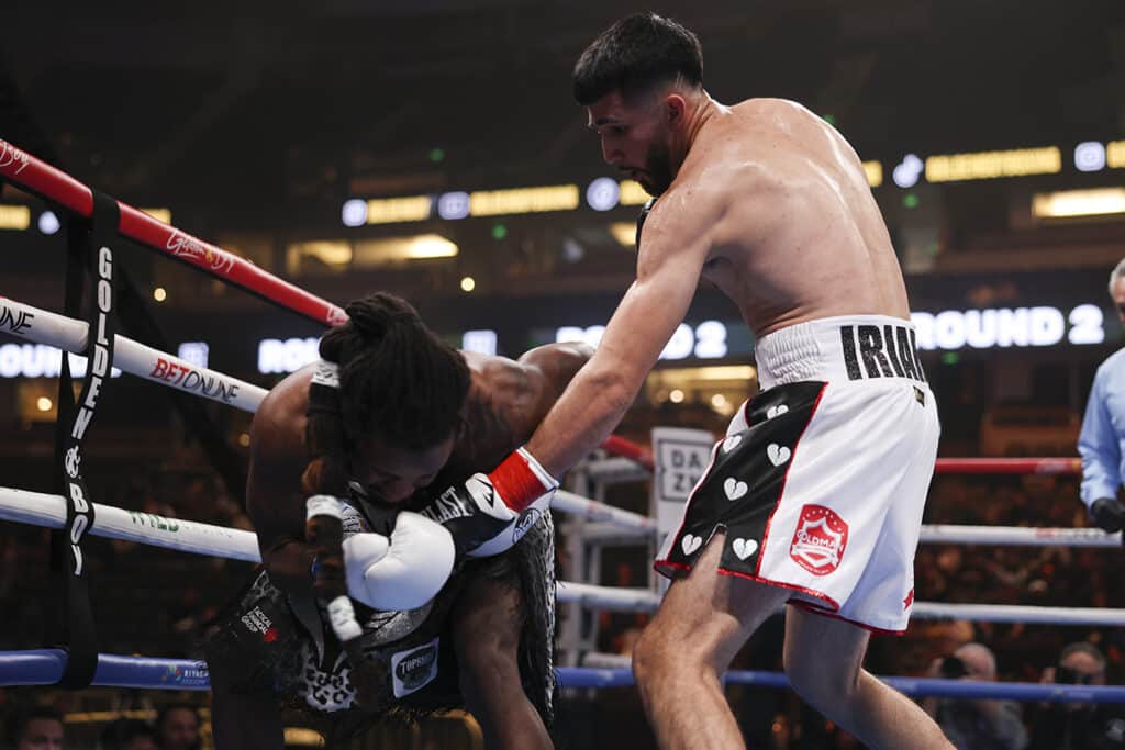 Lightweight prospect Joel Iriarte hasn't made it past two rounds in his first six professional bouts. Photo: Cris Esqueda, Golden Boy Boxing