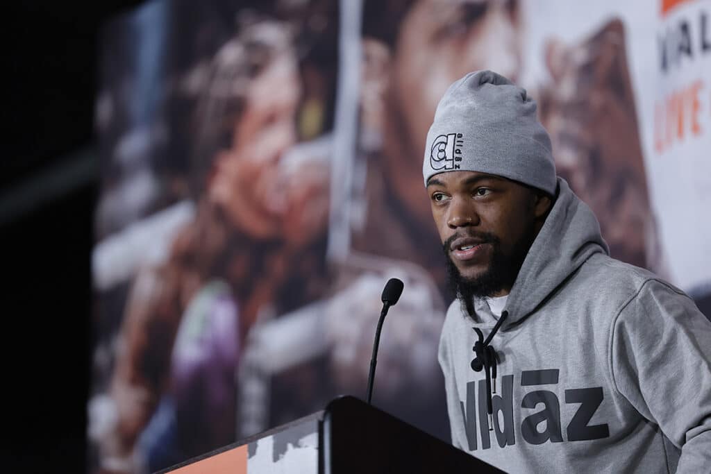 Gary Antuanne Russell made his best case for defeating Jose Valenzuela at Thursday's presser. Photo: Premier Boxing Champions